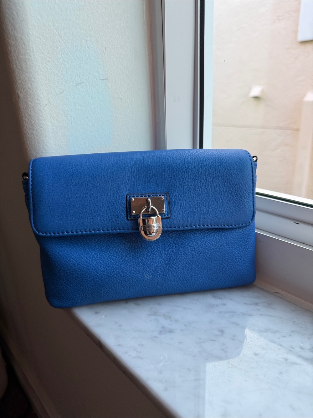 Calvin Klein Royal Blue Crossbody with Silver Lock